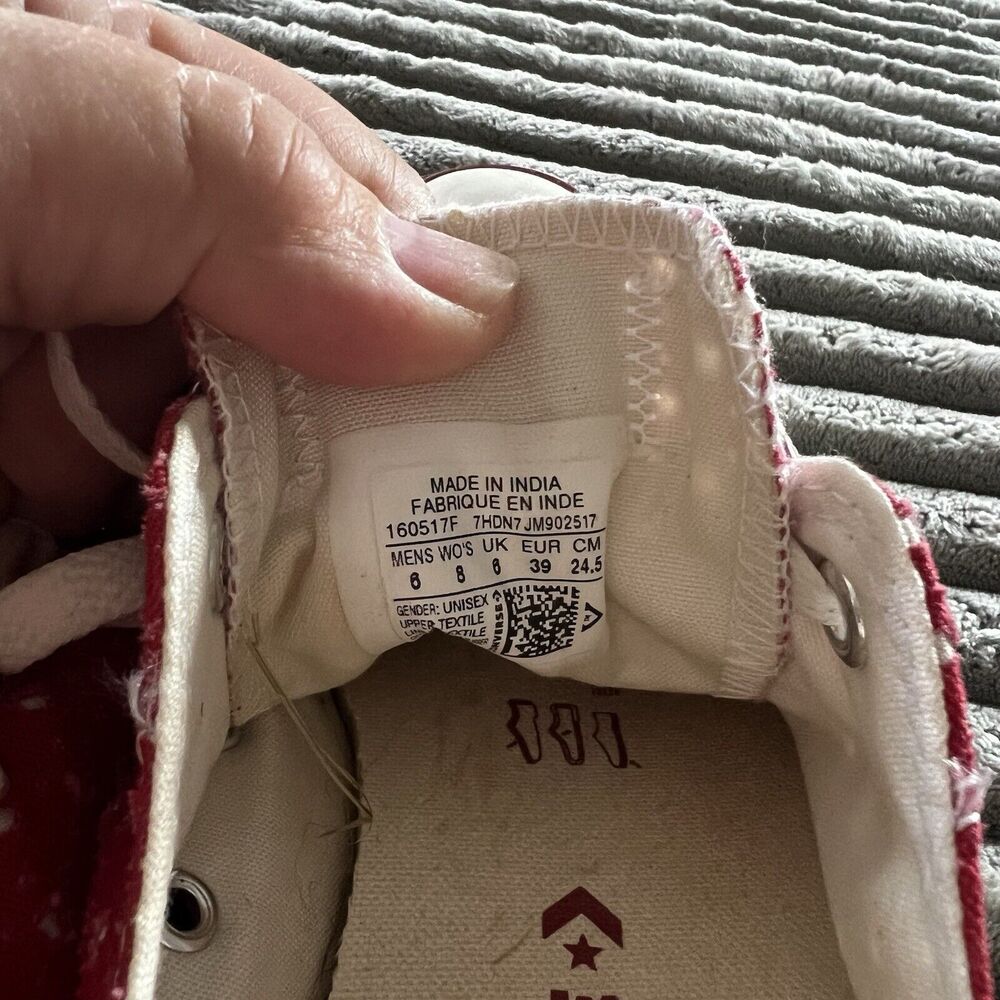 Converse All Star Red Canvas Sneaker Women Size 8 - Picture 5 of 8